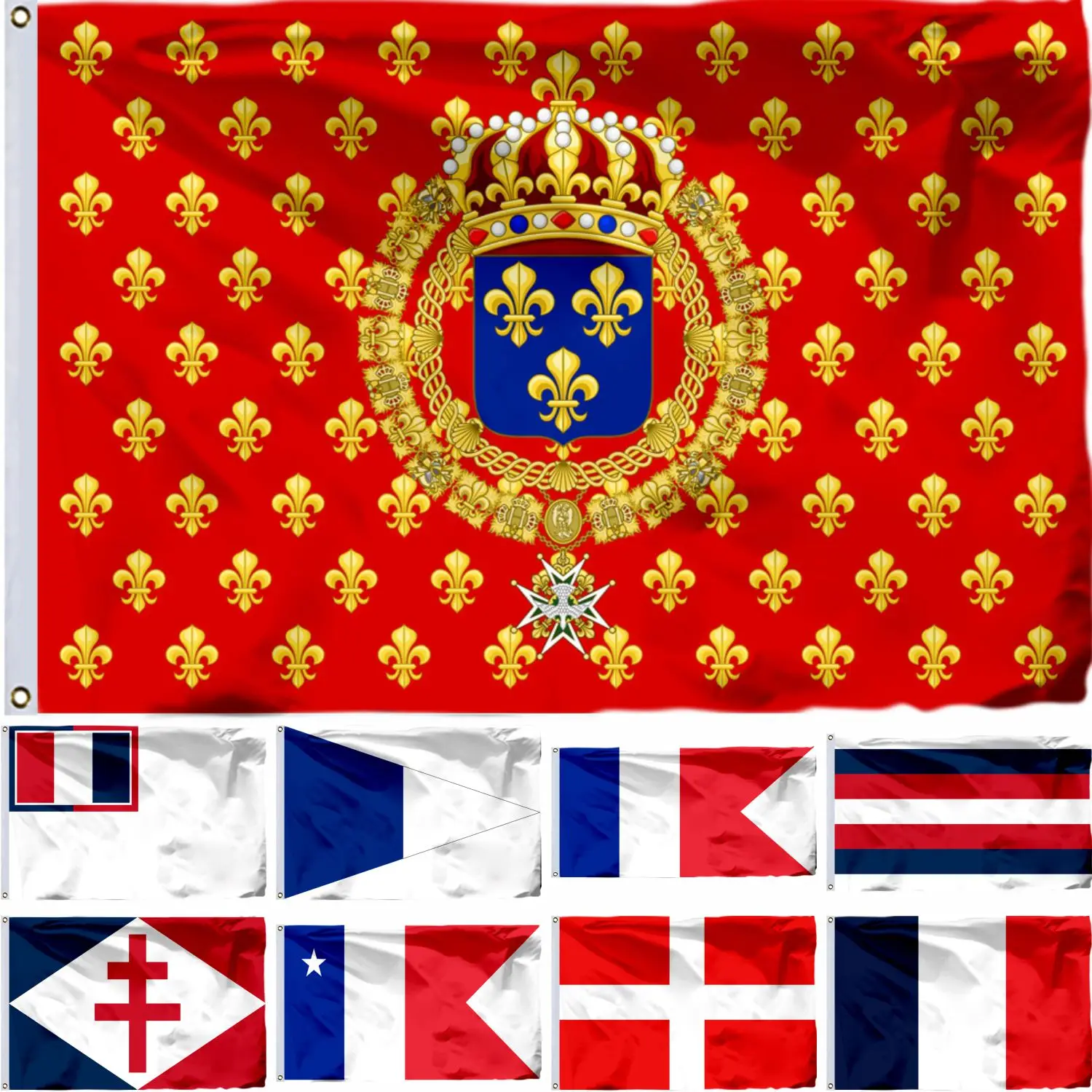 France Sea Land And Air Military Flag 90X150CM Army During Bourbon Restoration 3X5FT FR Naval Kingdom (Galley Ensign) Banner