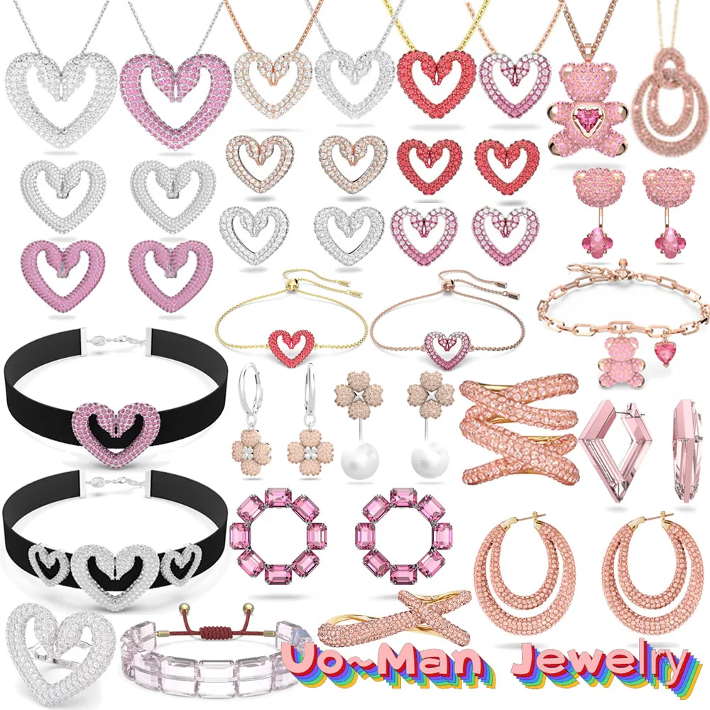 

Original Swa Christmas Decoration 2023 Una Fashion Jewelry Set Crystal Heart Women's Necklace Earrings Bracelet High Quality