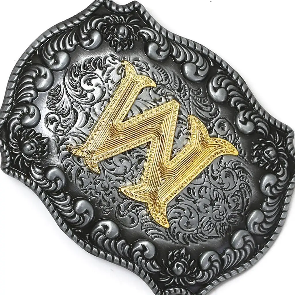 

Western Cowboy Golden Initial Letter A-Z Metal Belt Buckle Men s Accessory