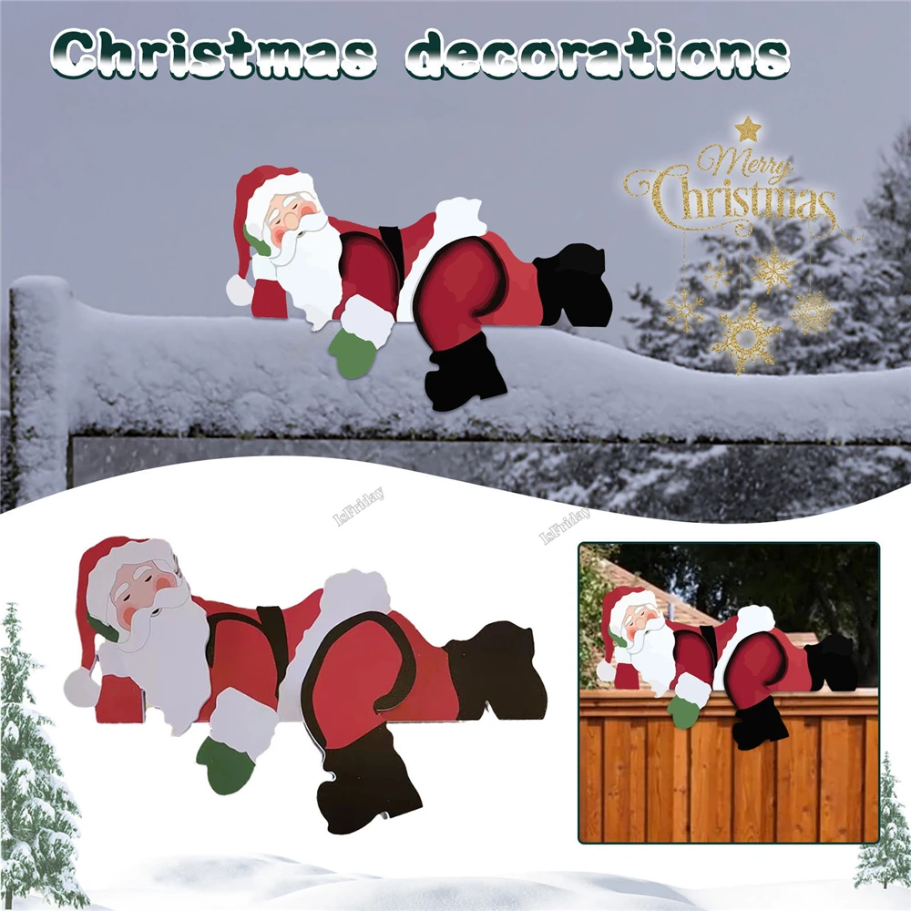 

Christmas Peeping Over Fence Santa Claus Decoration Classic Santa Fence Peeker Ornament Christmas Outdoor Yard Garden Decoration