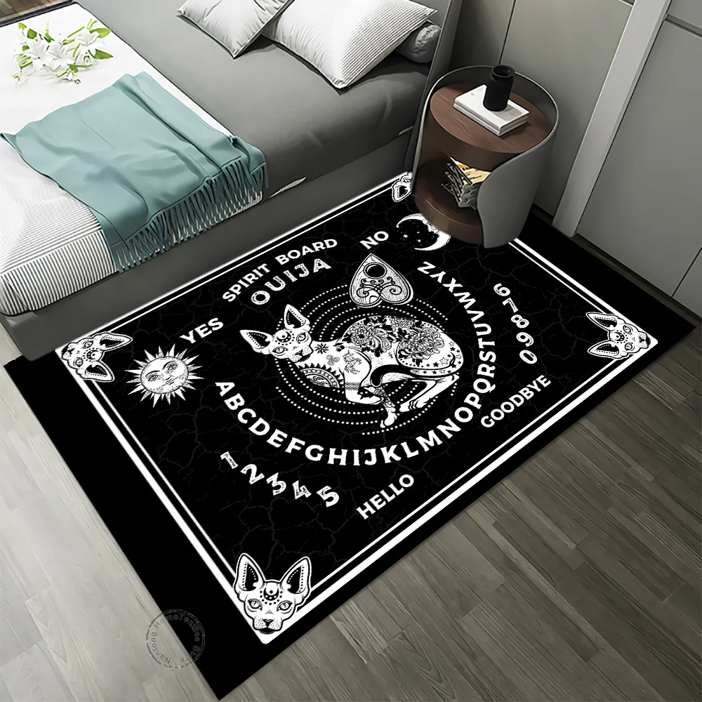 Witchcraft Black Cat Gift Printed Round Carpet for Living Room Rugs Camping stranger things Picnic Mats Anti-Slip Rug Yoga Mat
