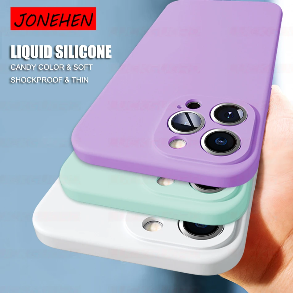 Чехол с квадратной рамой из жидкого силикона для iPhone 11 12 13 Pro Max Mini X XS XR 7 8 Plus SE