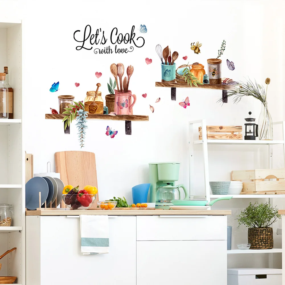 

T179# Kitchen Cutlery Pattern Wall Sticker Living Room Restaurant Background Home Decoration Wallpaper Fridge Poster