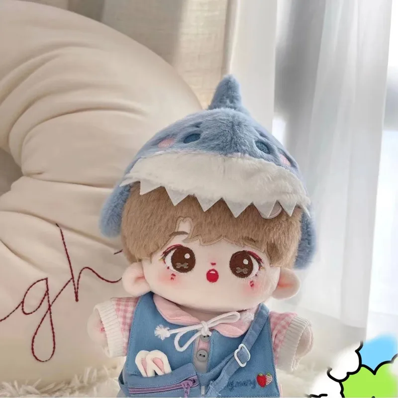 

Doll Clothes for 20cm Idol Dolls Accessories Plush Doll's Clothing Blue&pink Shark Hat Stuffed Toy Dolls Outfit Handmade