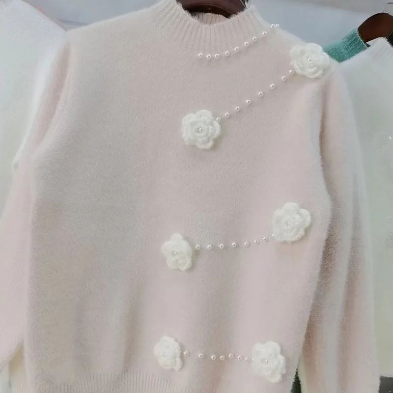 Женский однотонный пуловер из норкового флиса