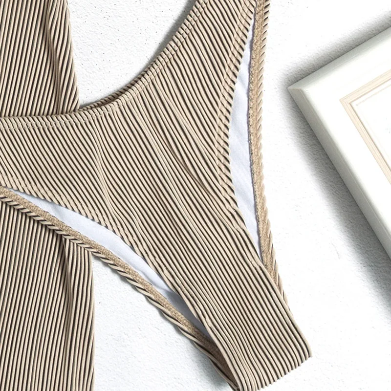 Комплект бикини из 3 предметов с юбкой купальник в полоску женский микро