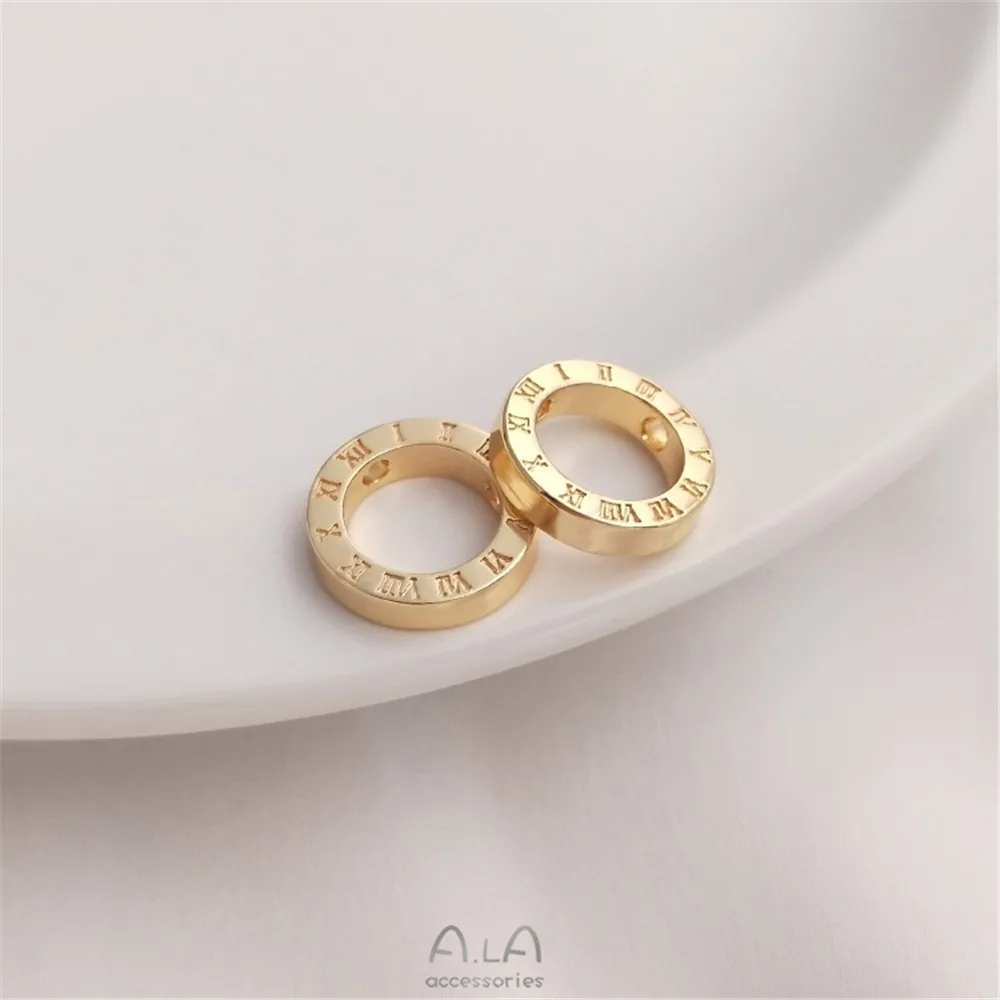 

14K gold color Roman digital ring double hole pendant hand pendant diy necklace clavicle chain accessories pendant