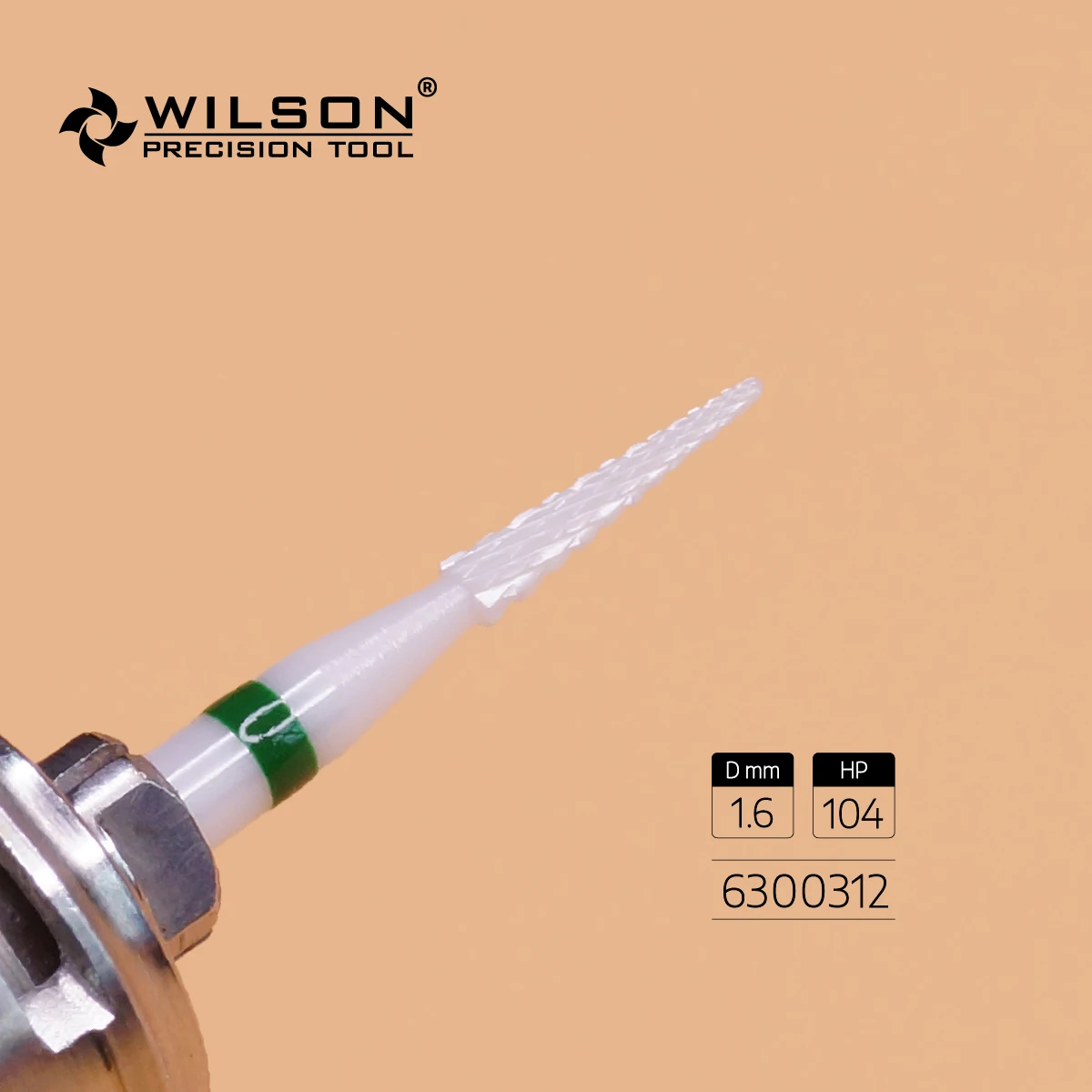 WilsonDental Burs Small Conical Shape - 1.6mm - Cross Cut - White Solid Zirconia Ceramic Dental Lab Burs