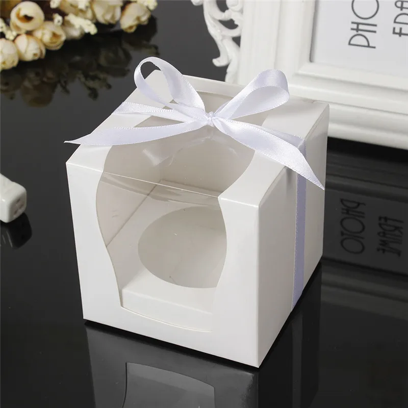 

12pcs Cupcake Boxes with Clear Window Dragee Bakery Cake Box Party Christmas Birthday Wedding Donut Kraft Mini Cake Accessories