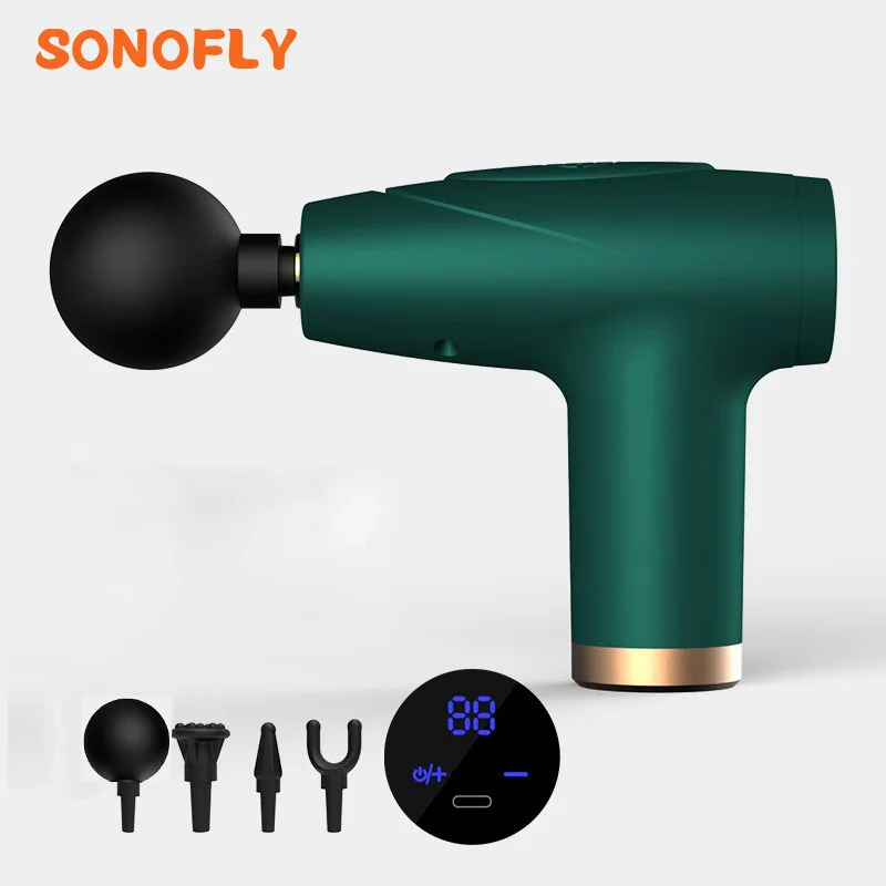 

SONOFLY Mini Massage Gun USB Deep Tissue Percussion Muscle LCD Display Low Noise Office Home Fitness Body and Neck Relax TM-020
