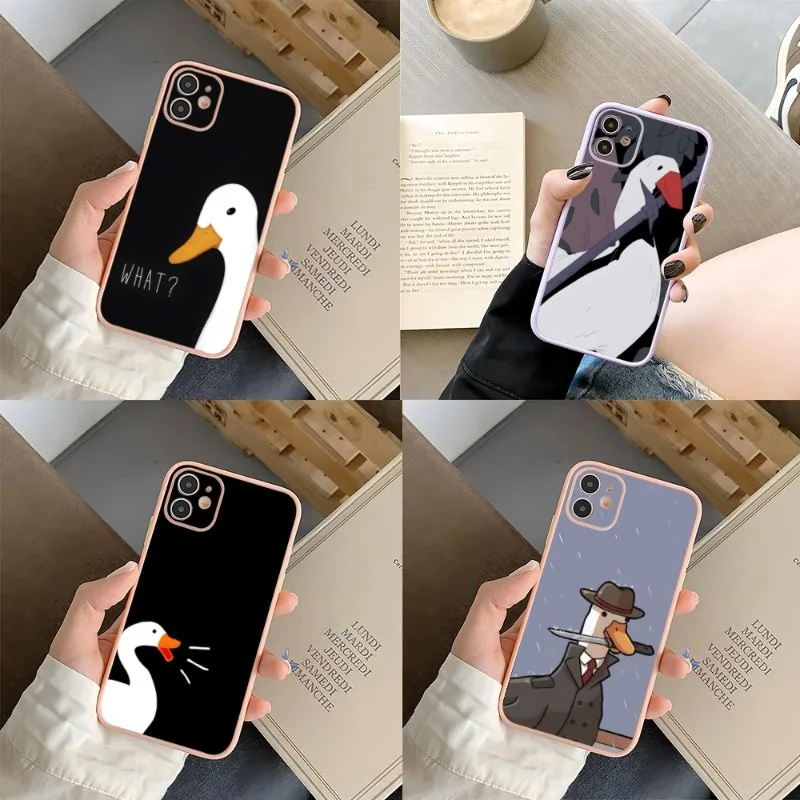 

Cartoon Cute Goose Game Phone Case For IPhone 14 13 Pro Max 12 Mini 11 SE Couple 7 8 Plus XS X XR Matte Frosted Protection Case