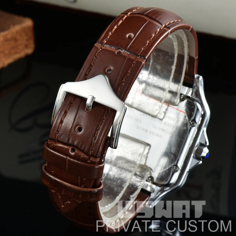 Top Quality Brand Men Women Watch Starry Square 6 Pin Bracelet Watches Leather Steel Band Quartz Wristwatch Female Clock Date enlarge