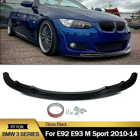Для Bmw 3 серии E92 Coupe E93 Cabrio M-Tech Sport Performance передний сплиттер, бампер, блеск для губ, черный Lci 2010-2013