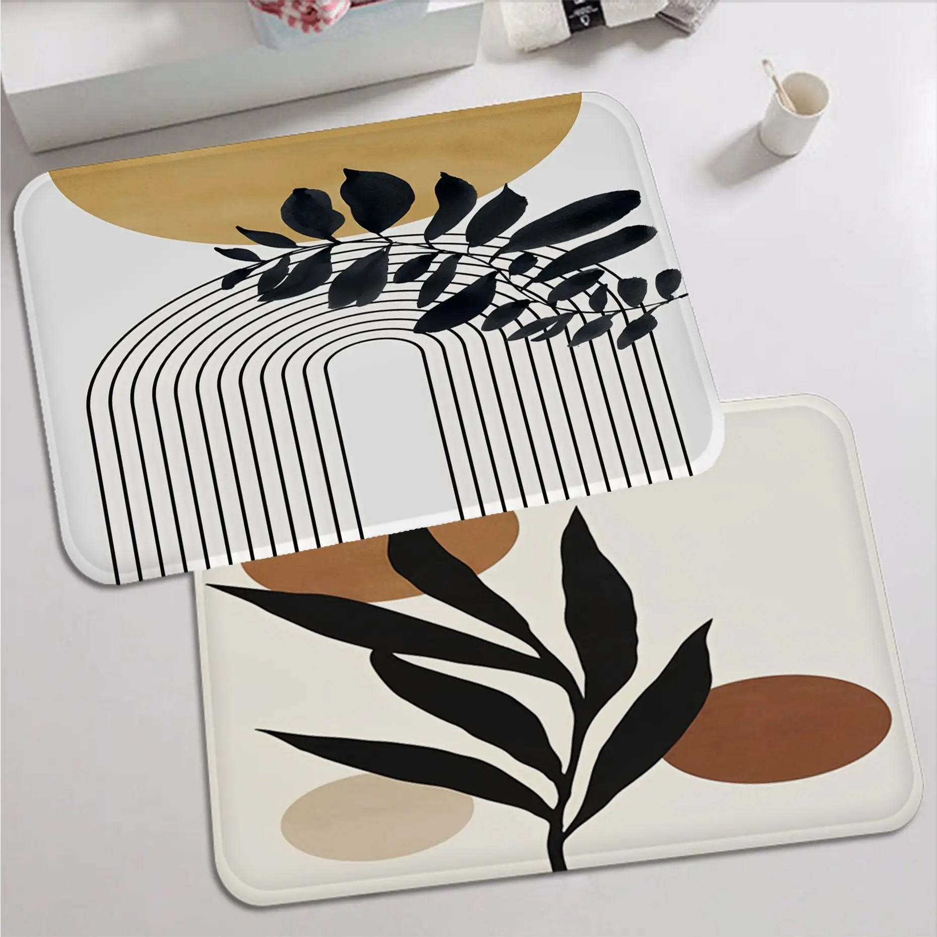 

Geometry Leaf Line Bohemian Room Mats Washable Non-Slip Living Room Sofa Chairs Area Mat Kitchen Household Carpets
