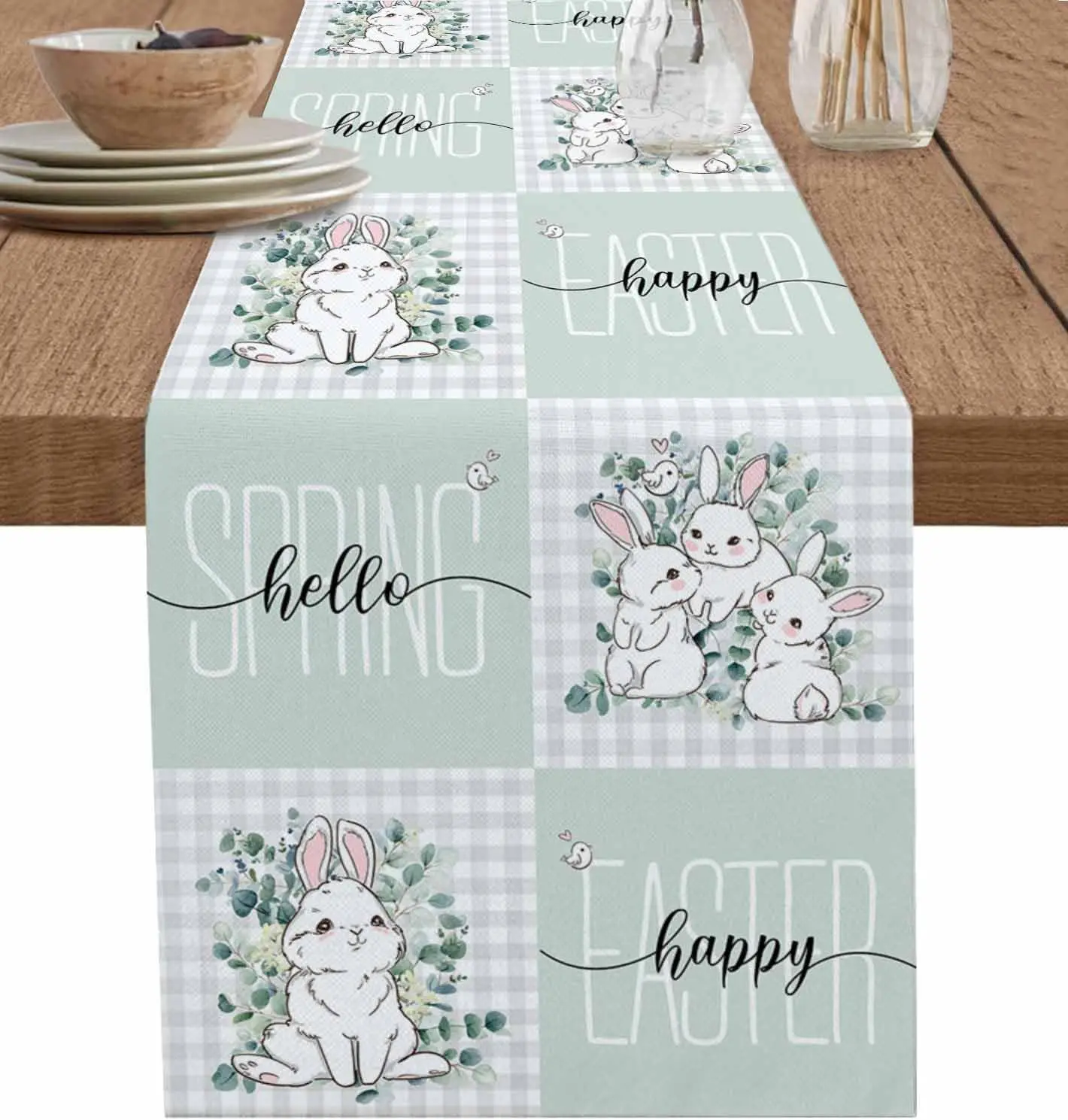 

Льняная скатерть-дорожка grey plaid