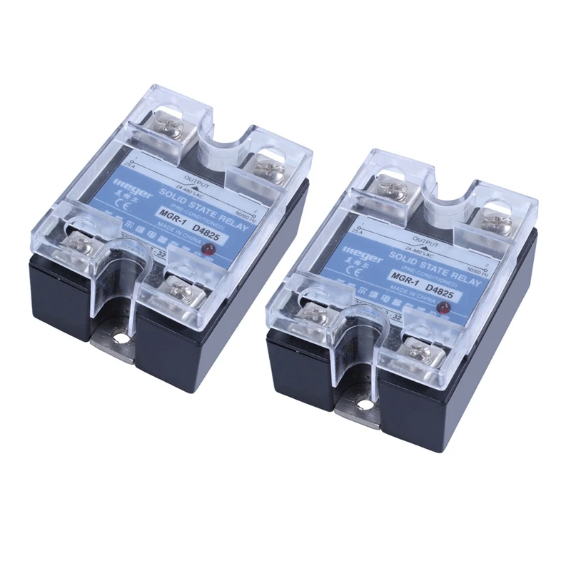 

2X MGR-1 D4825 Single-Phase Solid State Relay SSR 25A DC 3-32 V AC 24-480 V