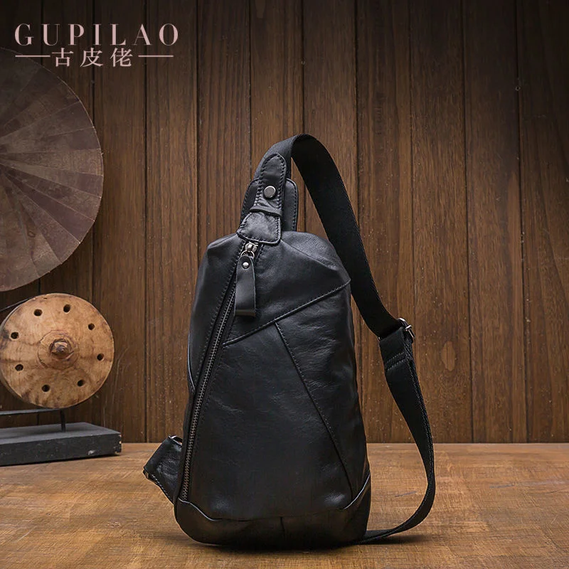 genuine Handmade chest 100% for men, Japan and Korea One shoulder backpack Trend youth sports messenger bag Fashion brand