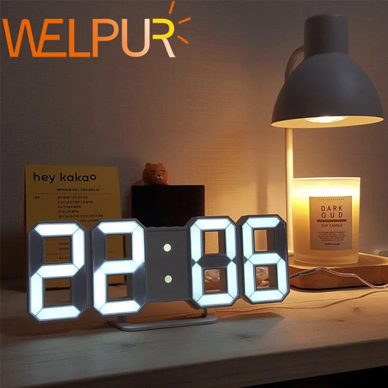 

Nordic 3D Digital Alarm Clocks Wall Modern Hanging Watch Snooze Table Calendar Electronic Clock Nightlight For Desk Living Room