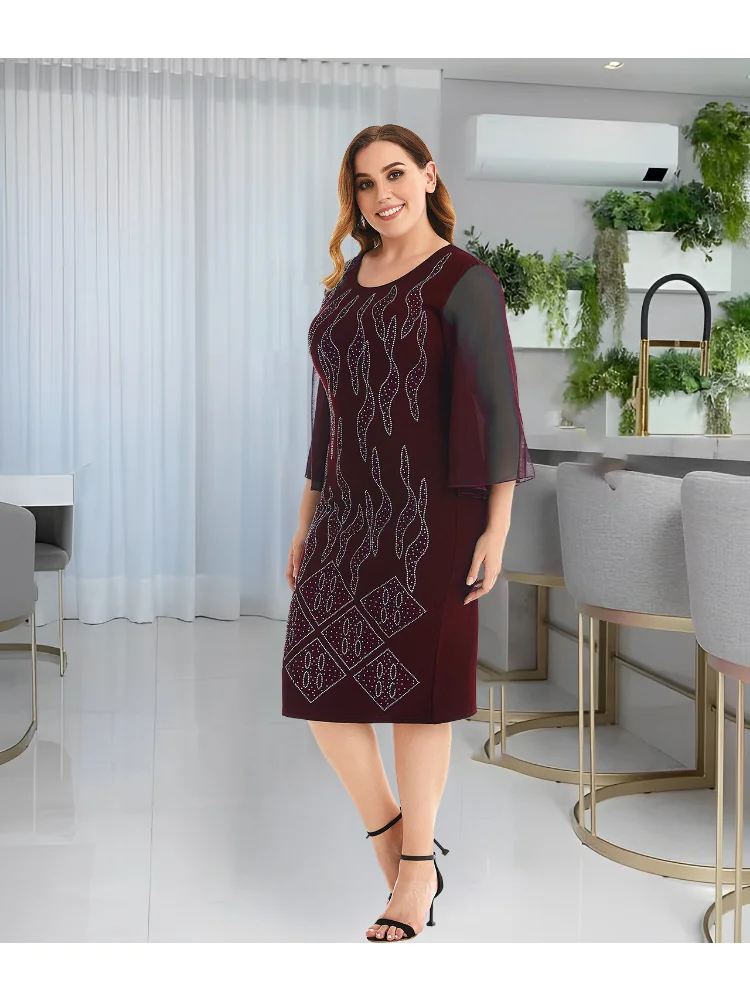 Summer Temperament Women's Round Neck Pencil Dress plus size women clothing party dresses