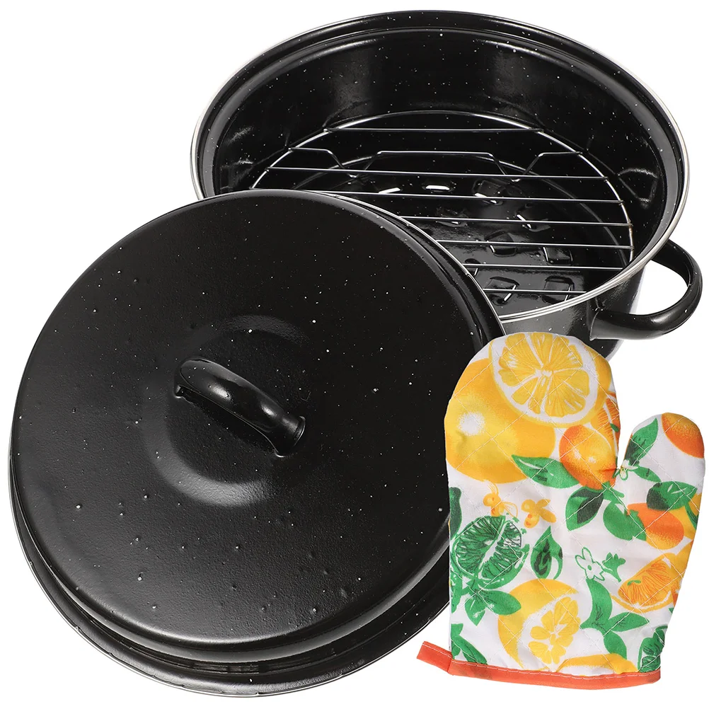 

Roasting Pan Roaster Pot Turkey Multi Function Baking Daily Use Cooking Kitchen Supplies Convenient