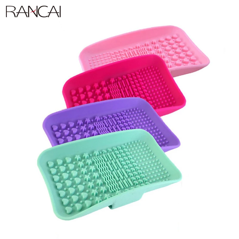 

RANCAI 1Pcs Soap Dish Shape Cosmetics Cleaner Silicone Brush Cleaning Tool Washing Brushes Cleanser Clean Beauty Essentials