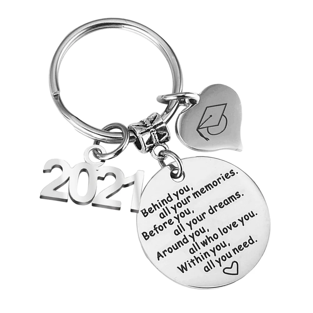 

Graduation Keychain Key Metal Keychains Ring Steel Party Holder Gift Stainless Inspirational Keyring Gifts Pendant Birthday