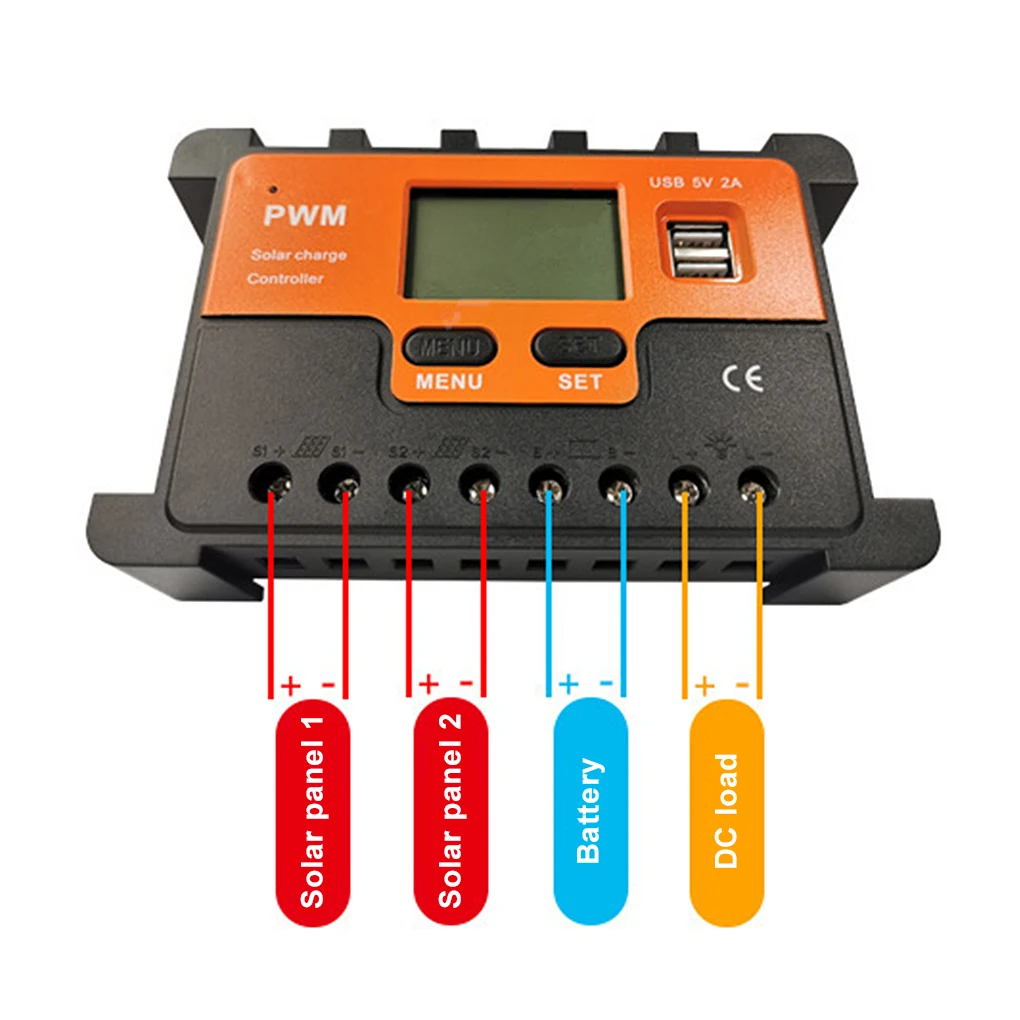 

Solar Charge Controller Lead Acid Battery Regulator Adjustable LCD Display Director Power Chargers Accessory 12V24V20A