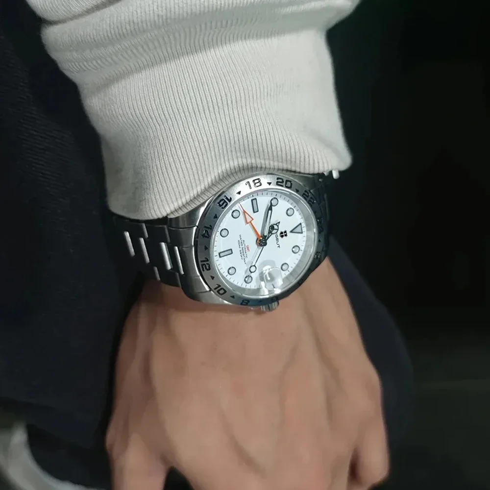 Наручные мужские часы NH34 GMT Luxur автоматические механические водонепроницаемые из