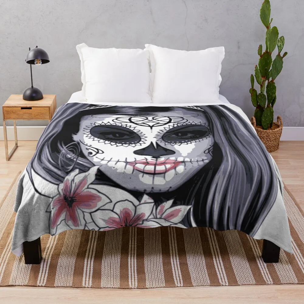 

Throw Blanket Sugar Skull Summer Blanket Blanket Super Soft Micro Fleece Blanket Lightweight Comfort Warm for Couch Travel Chair