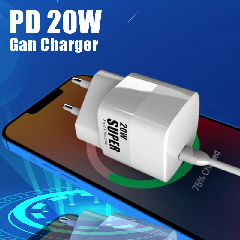 

USB C Phone Charger PD 4.0 20W Gan Fast Charging Adapter for iPhone 13 12 11 Pro Max Mini 7 8 Plus XR XS Samsung Xiaomi Oneplus