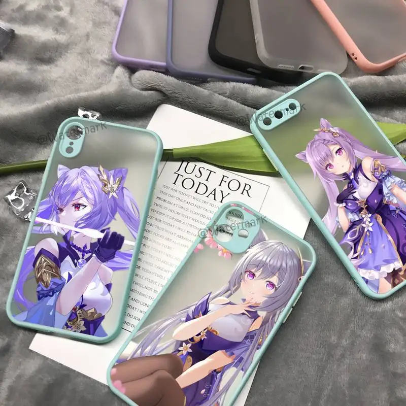 

Genshin Impact Keqing Phone Case For IPhone 13 12 Mini 11 Pro Max Xs Xr X 7 8 Plus Sky Blue Matte Translucent Funda