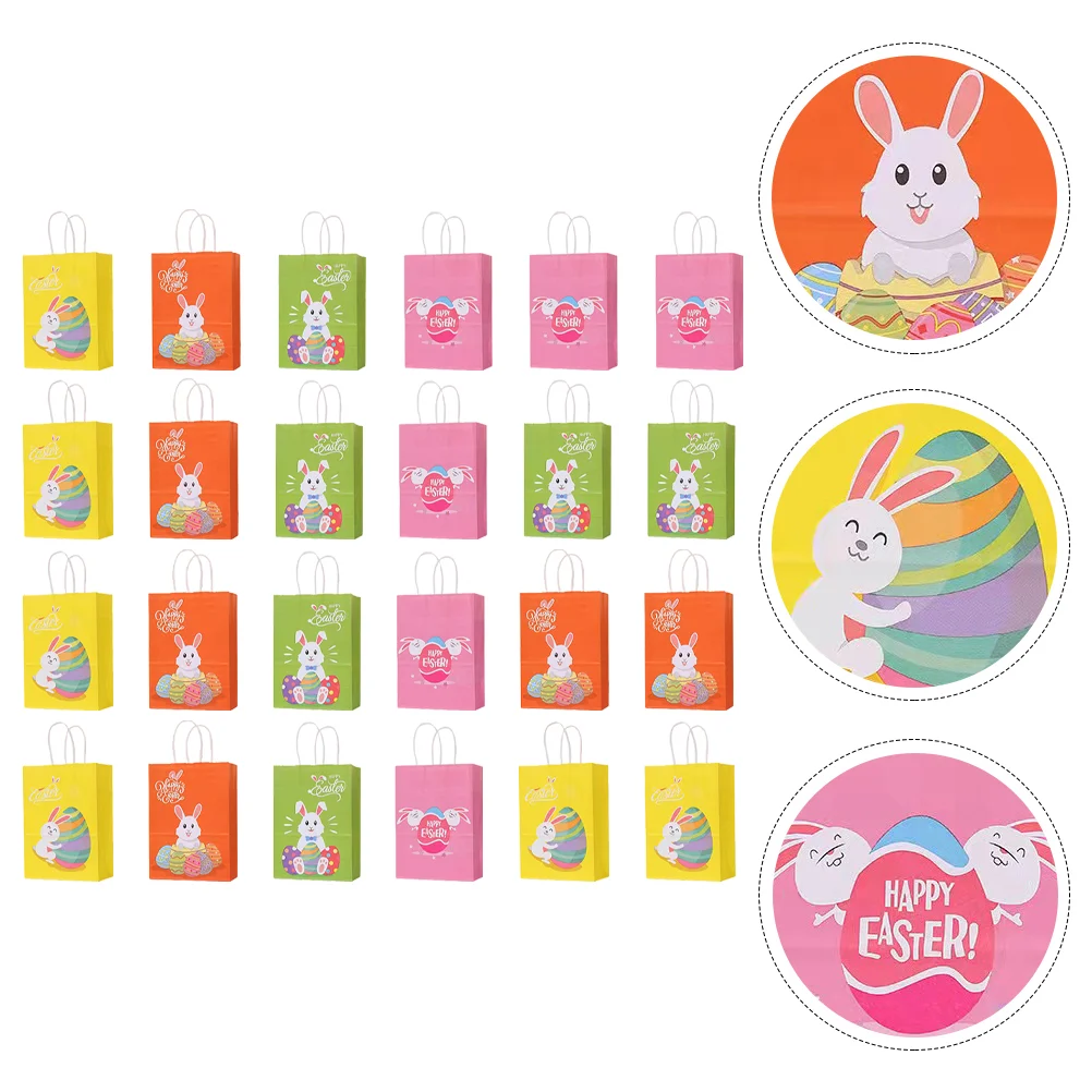 

24Pcs Cartoon Easter Paper Pouch Cartoon Printing Paper Pouches Portable Easter Candy Bags