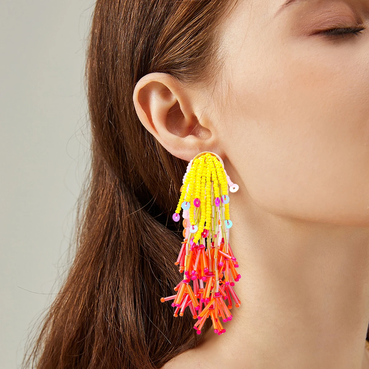 Серьги-Подвески ручной работы богемные винтажные эффектные украшения в