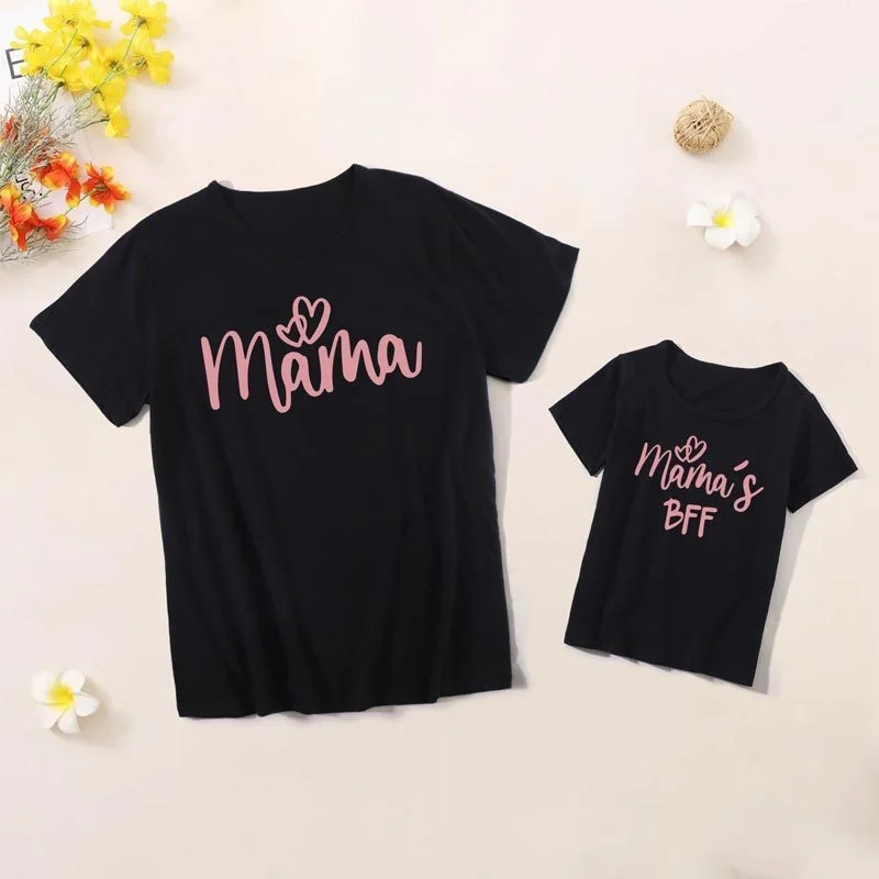 

Valentine's day girl's heart pink creative mother's shirt mother and girl summer tee H3FB