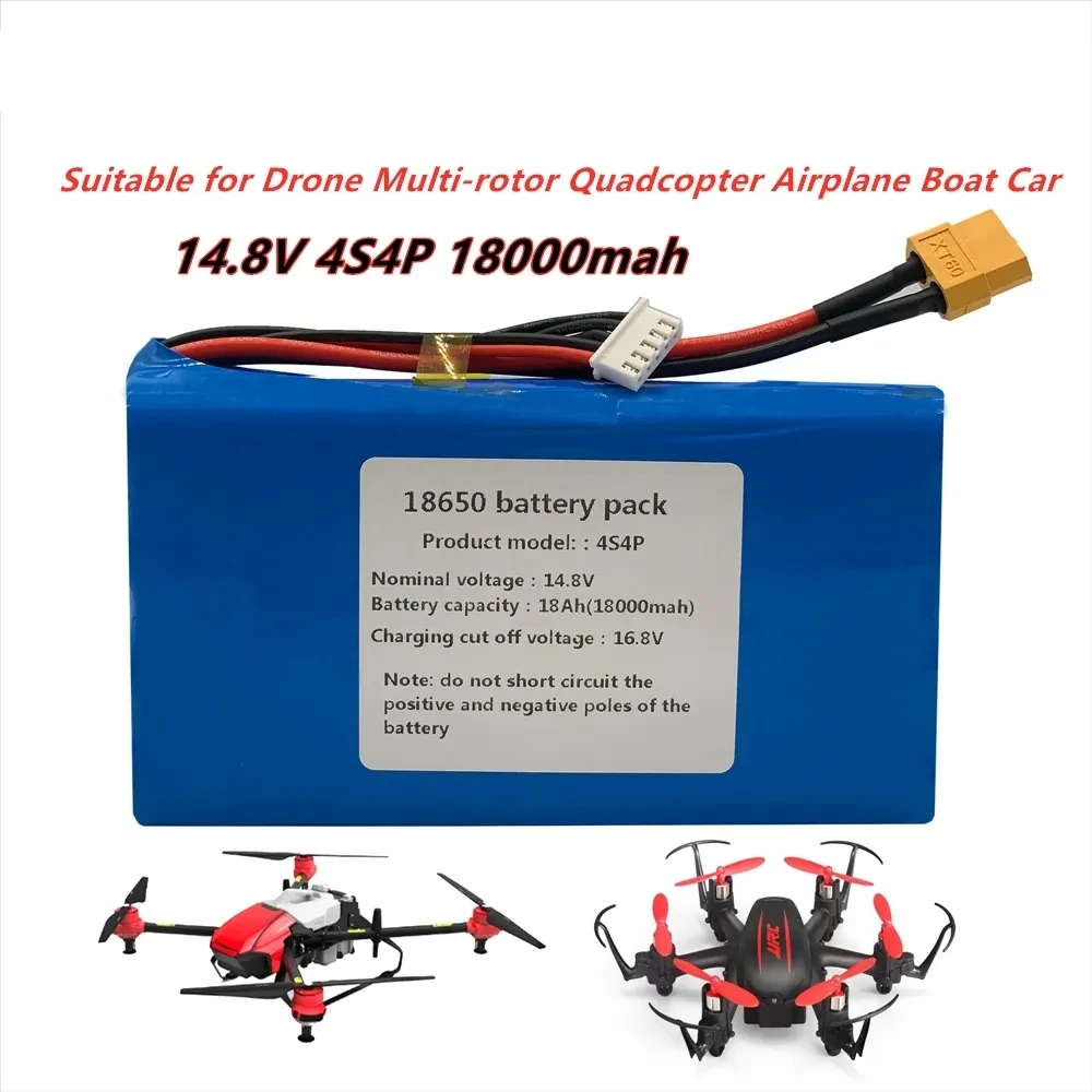 

14.8V/16.8V 18Ah 4S4P Uav Oplaadbare Li-Ion Batterij 18650GA Geschikt Voor Drone Multi-Rotor Quadcopter Vliegtuig Boot Auto