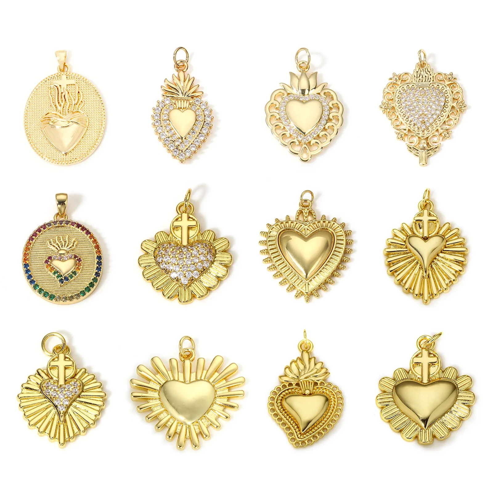 1 шт. винтажные медные Подвески золотого цвета в форме сердца Креста кулона из