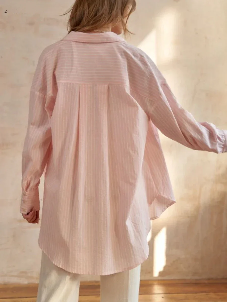 Wolfeel шикарная полосатая женская рубашка свободные рубашки из 100% хлопка топы