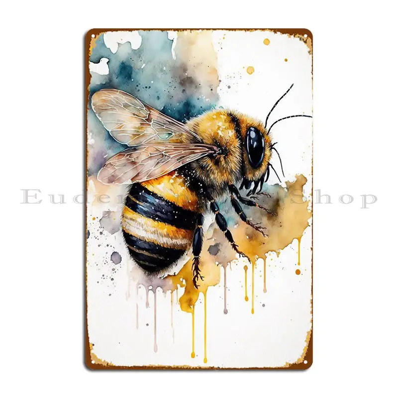 

Watercolor Bee Metal Plaque Classic Retro Character Design Cinema Tin Sign Poster