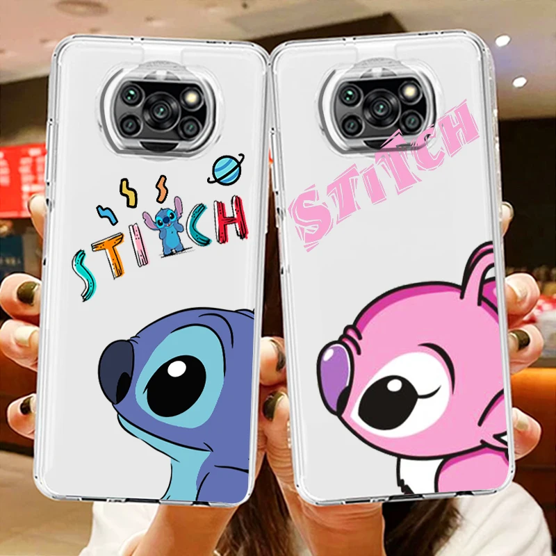

Disney Lilo Baby Stitch Cute Transparent Phone Case For Xiaomi Mi Poco X5 X4 X3 NFC F4 F3 GT M5s M4 M3 Pro C55 C50 5G