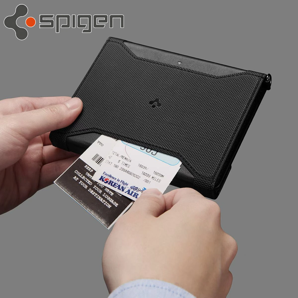 Фото Универсальный чехол-кошелек для паспорта Spigen с защитой от RFID, оригинальный кошелек для карт, защита от падений и краж, подарочный чехол для карт. №2