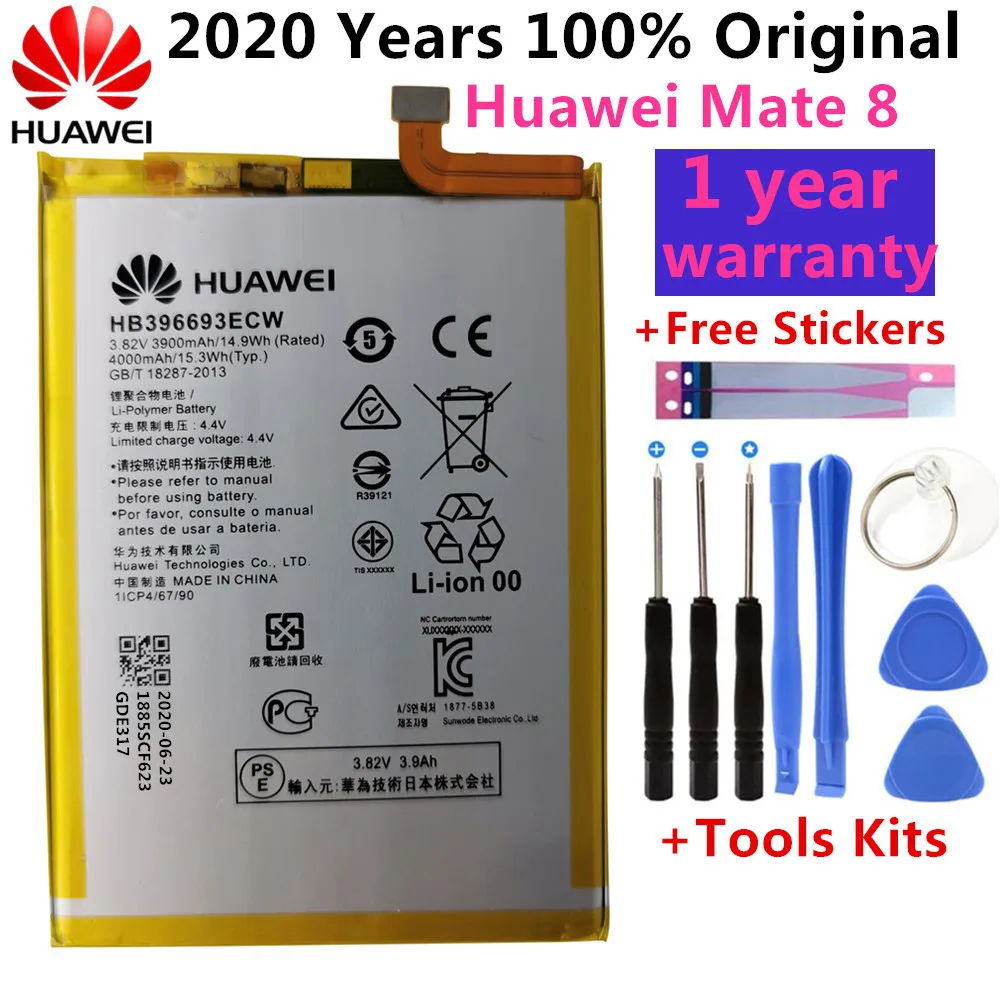 

Hua Wei HB396693ECW Original Replacement Phone Battery For Huawei Mate 8 NXT-AL10 NXT-TL00 NXT-CL00 NXT-DL00 3900mAh +Tools