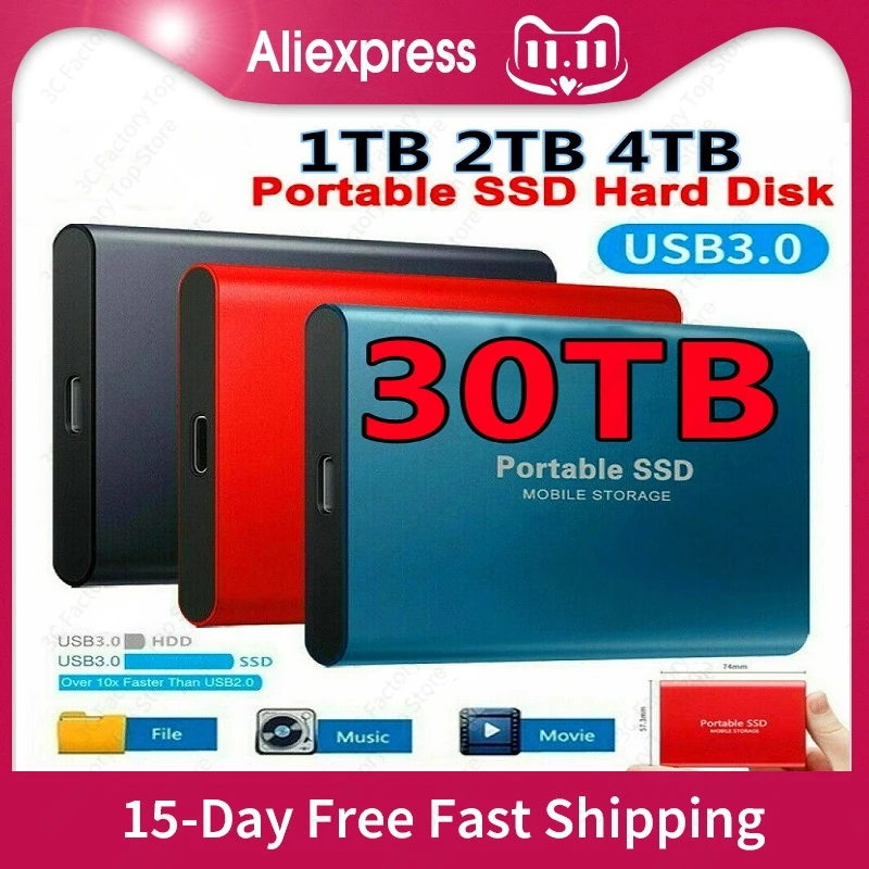 

2022 Brand New Original SSD External Hard Drive 2TB 4TB 8TB 16TB HD External USB Hard Drive Storage Device Hard Drive Desktop