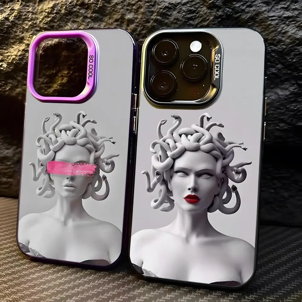 Snake Lady Medusa Phone Case For IPhone 16 Pro Max 15 14 Plus 12 13 X XS XR 11 Colorful Silver Cover