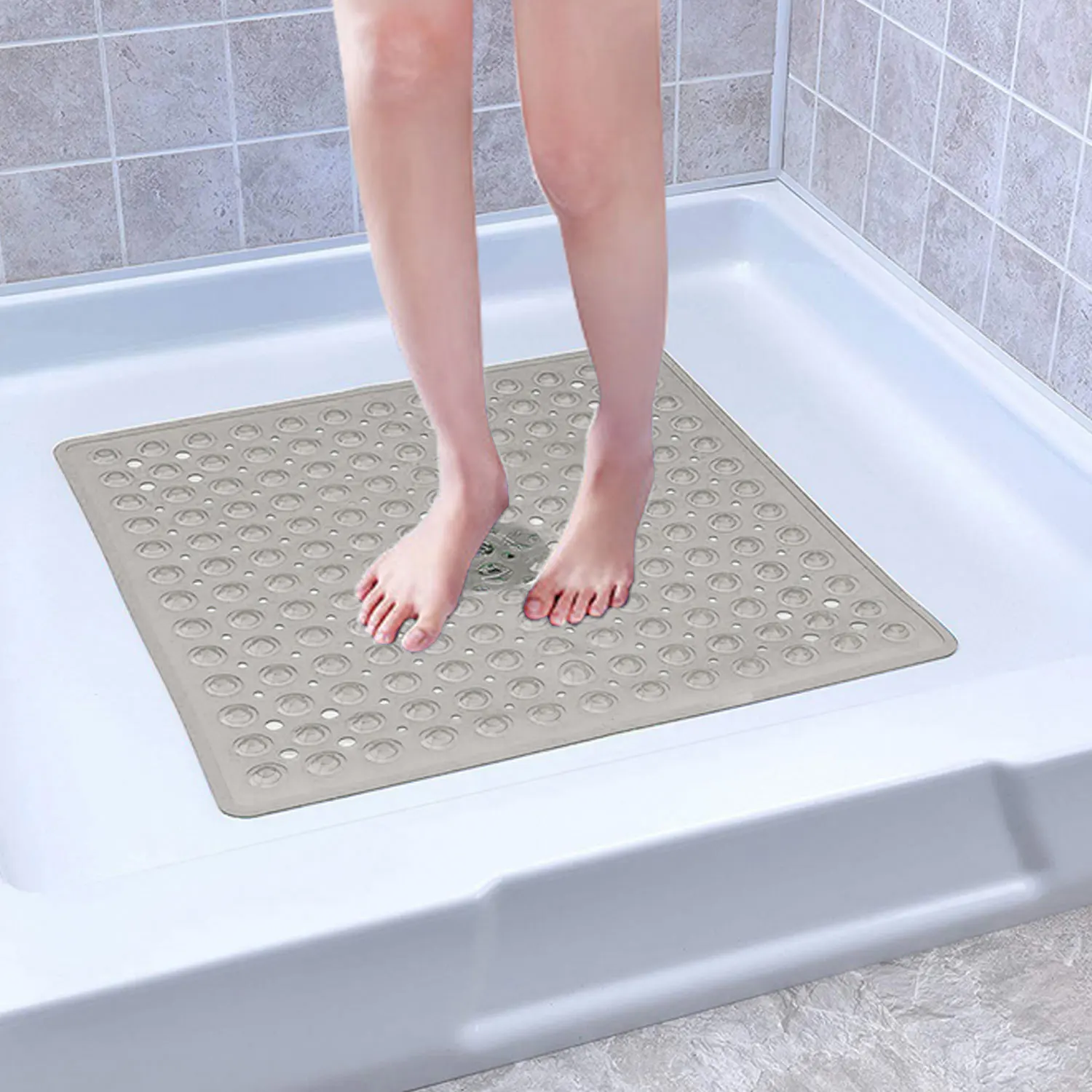 square non slip bath shower bathroom floor bathtub mat with suction cups for home hotels restaurants balcony 53x53cm free global shipping