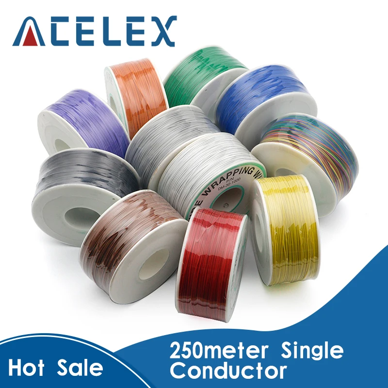 

250meter single conductor 30AWG 0.5mm PCB flying jumper wire OK line Wrapping Wrap Flexible insulation tin-plated 250meter
