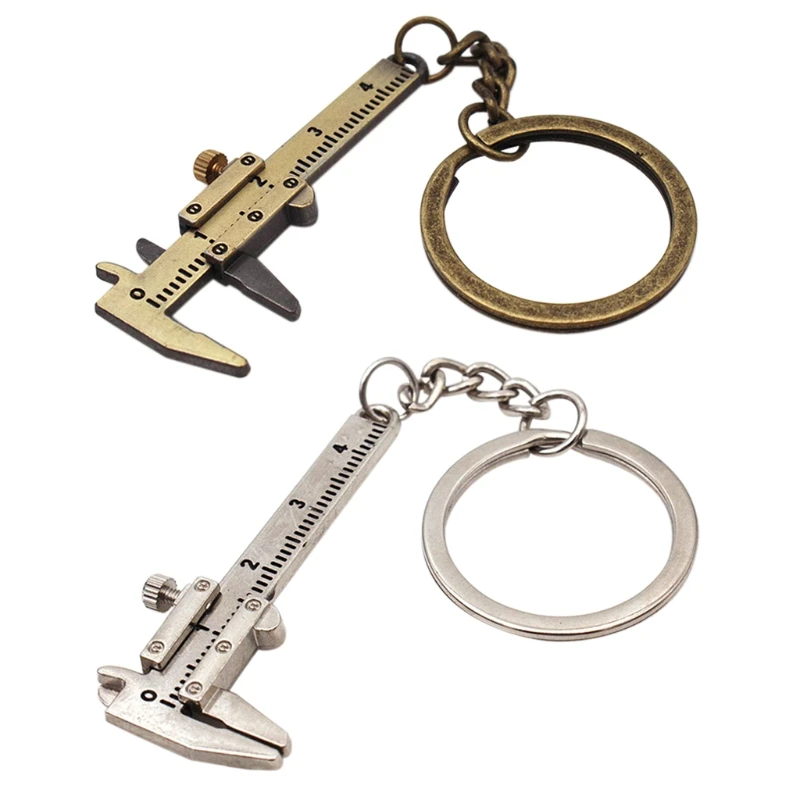 

40mm Fashion Mini Vernier Caliper Keychain Zinc Alloy 3D Movable Precision Miniature Pocket Vernier Caliper Keyring