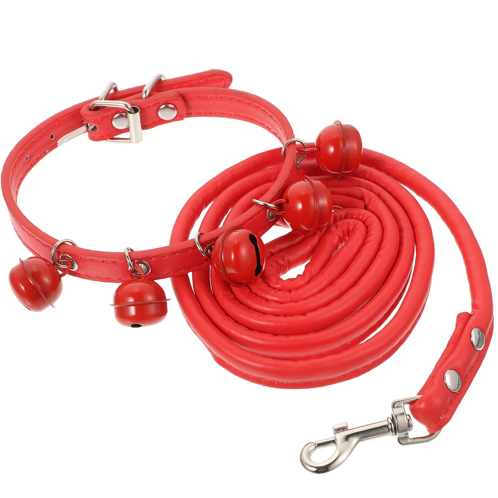 

Small Cat Collar Cat Dog Collar Pulling Rope Leash Strap with Bell for Daily Use (Red M)