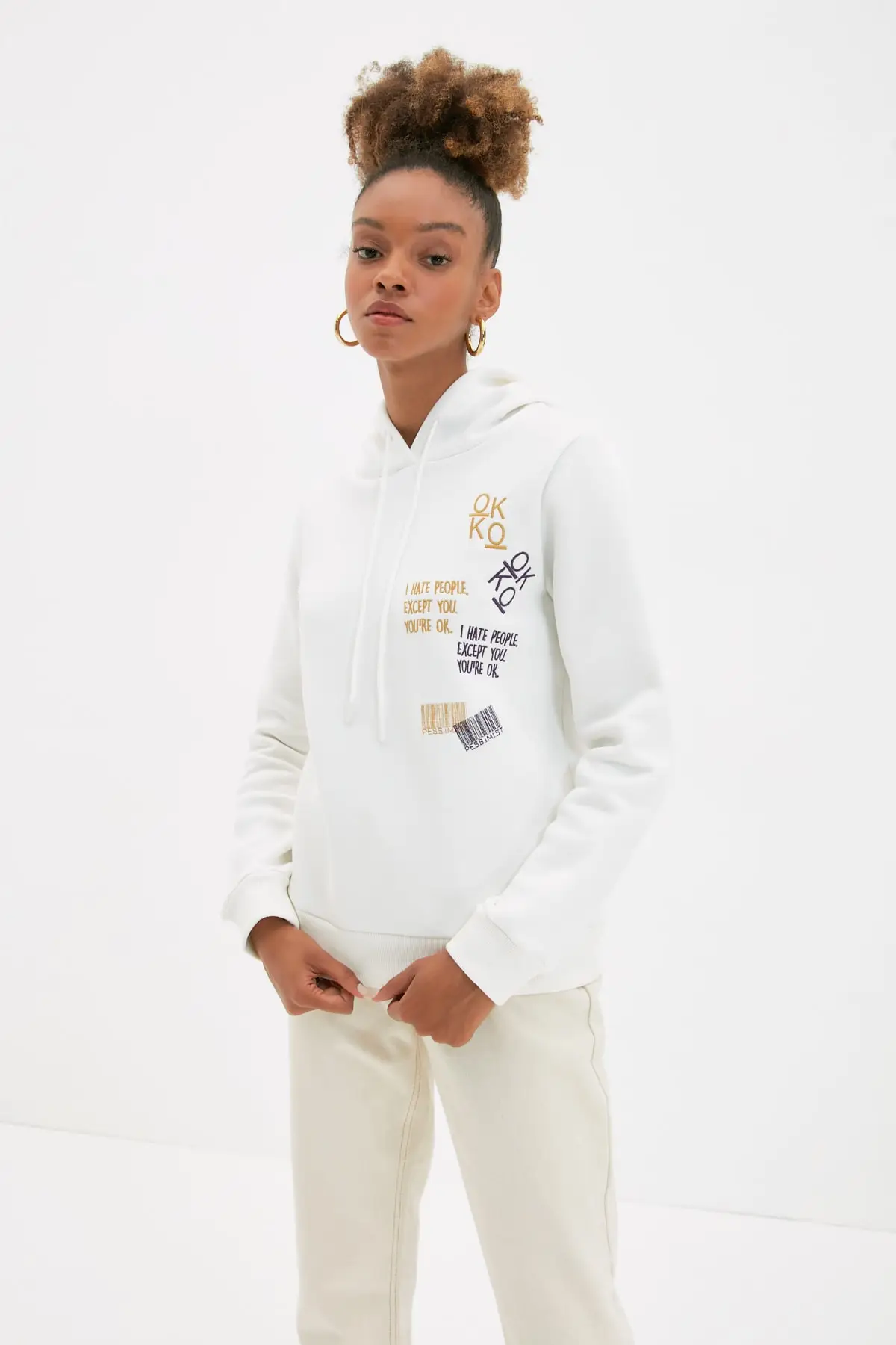 

Trendyol Printed Basic Hooded Şardonlu Knitted Sweatshirt TWOAW22SW1851