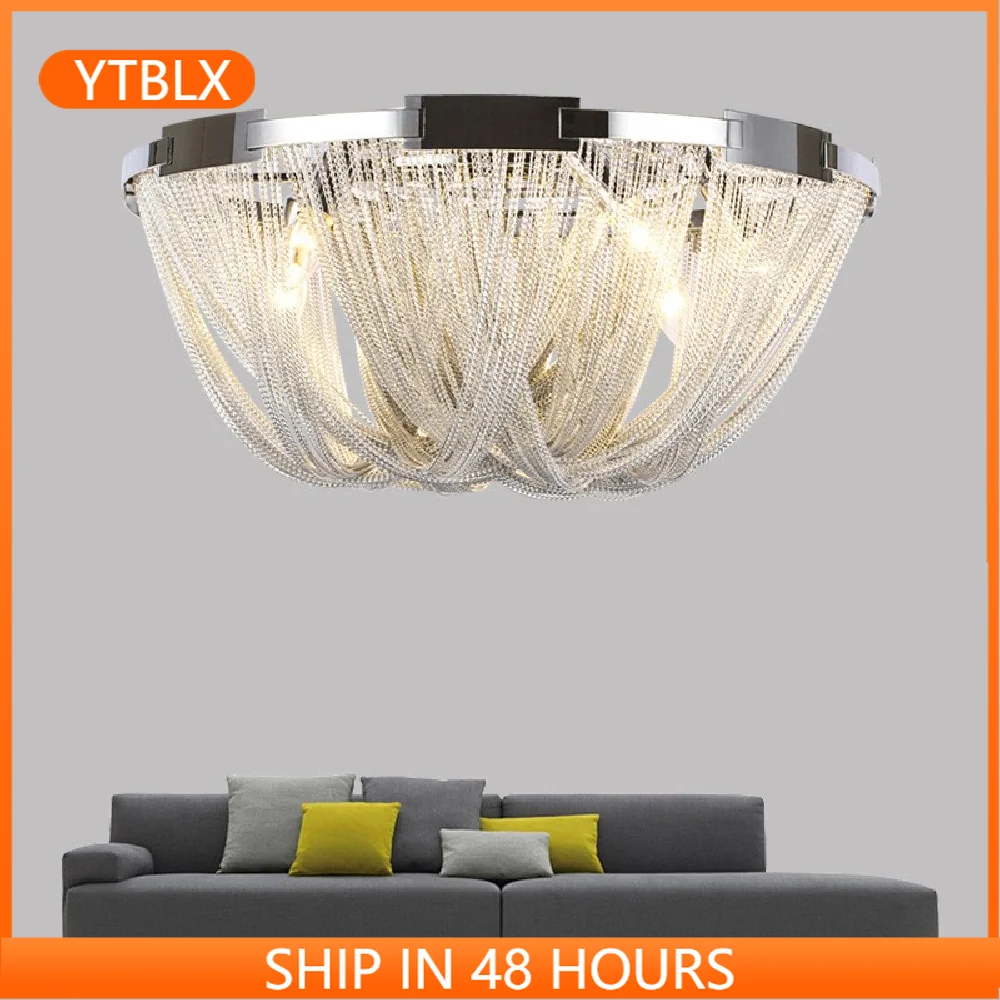 

Designer LED Deiling Light Handmade Tassel Aluminum Chain Ceiling Light, Suitable For Living Room/Bedroom Home Decoration Lights