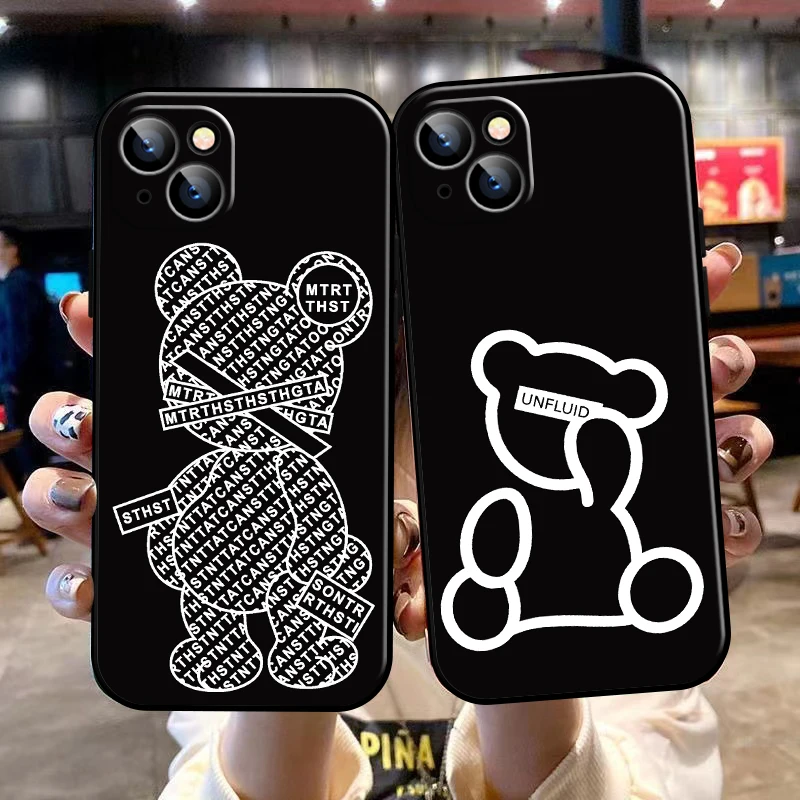 

Luxury Cute Bear For Apple iPhone 13 12 11 Pro Max 13 12 Mini 5 5s 6 6S 7 8 Plus SE2020 X XR XS Max Phone Case Silicone Cover